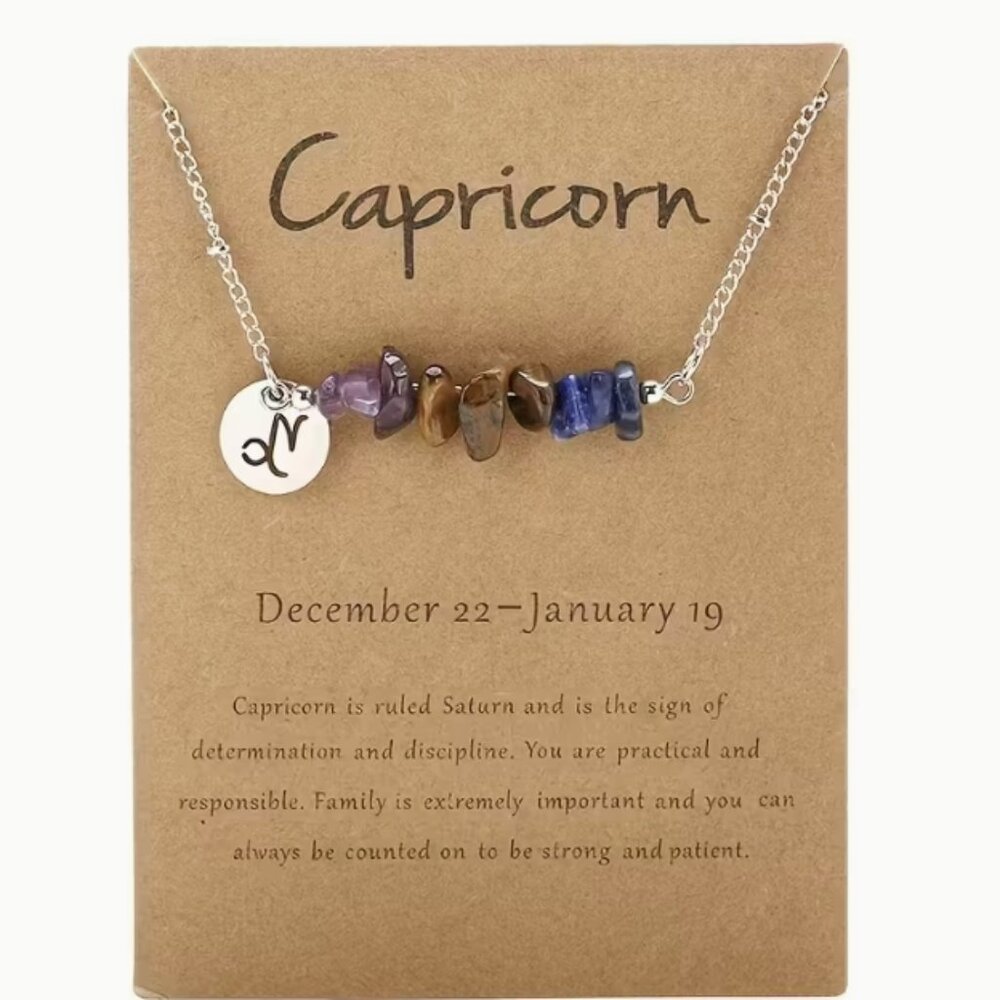 NEW 10 Piece Zodiac Sign Genuine Natural Gemstone Necklaces.